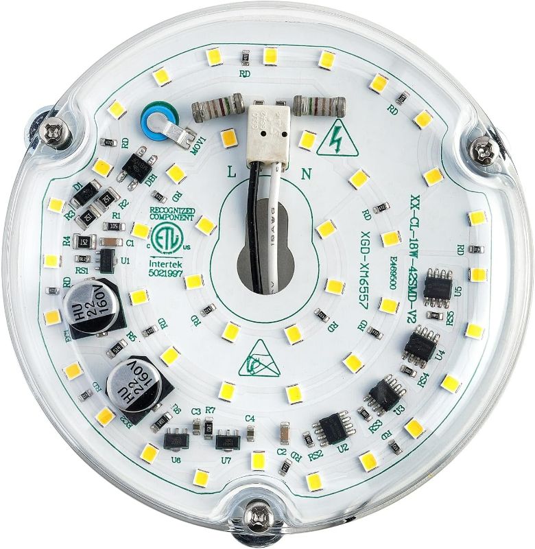 Photo 1 of 4 inch LED Retrofit Light Kit for Ceiling Fan Light Replacement Panel PCB 18W 6000K 2200LM 120V CRI90 Dimmable ETL (White 6000K)