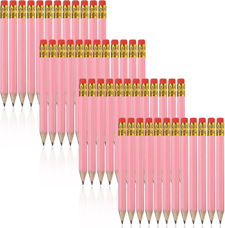 Photo 1 of Zonon 48 Pieces Golf Pencils Mini Half Pencils with Eraser Short with Erasers Bulk Small for Kids HB Wedding Bridal School Office Writing Drawing Pocket(Pink)