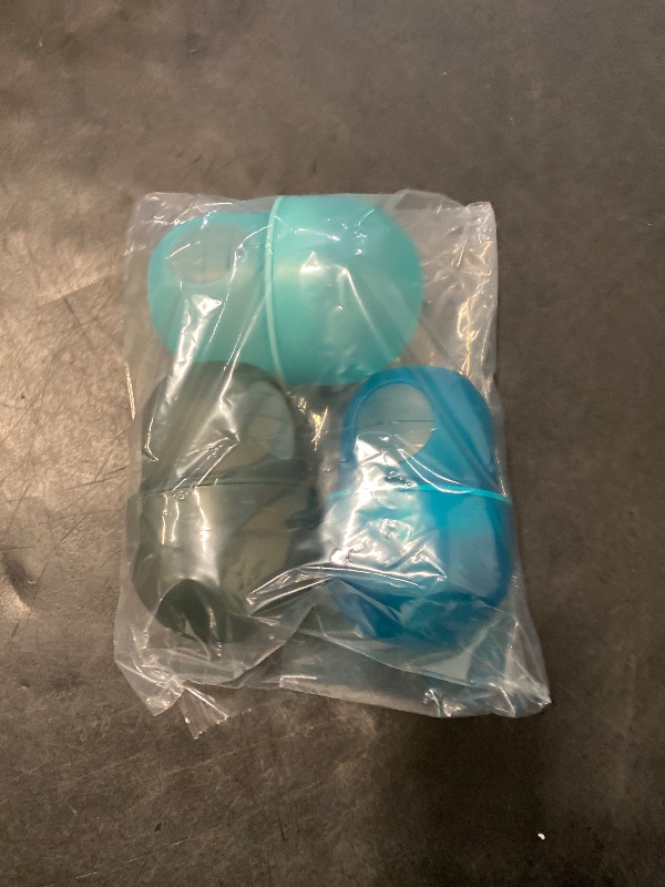 Photo 1 of Boon Nursh Reusable Silicone Pouch Baby Bottles - Slow Flow Nipple - Silicone Baby Bottle Pouch and Nipple - Baby Feeding Essentials - Blue - 0-3 Months - 3 Count - 4 Ounce