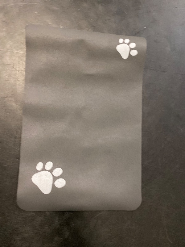 Photo 1 of Pet Feeding Mat - Absorbent Dog Mat for Food and Water, No Stains Cat Bowl Mat, Easy to Clean Pet Placemats, Quick Dry Dog Water Dispenser Mat for Messy Drinkers | Paw Dark Grey 12"x 19"