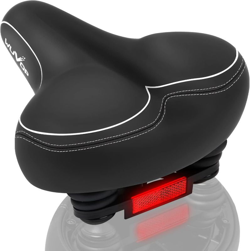 Photo 1 of Oversized Bike Seat, Wide Bicycle Seat for Women Men Comfort, Universal Waterproof Bike Saddle Replacement with Safety Reflective Strip for Peloton, Exercise Bikes, Cruiser, City Bikes
