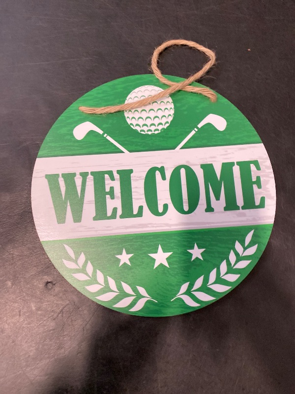 Photo 1 of HSNBT Golf Ball Welcome Sign for Front Door, Golf Ball Welcome Sign Decor for Porch Yard Sport Wall Hanging Signs Decorations Gift for Golfer Golf Lover