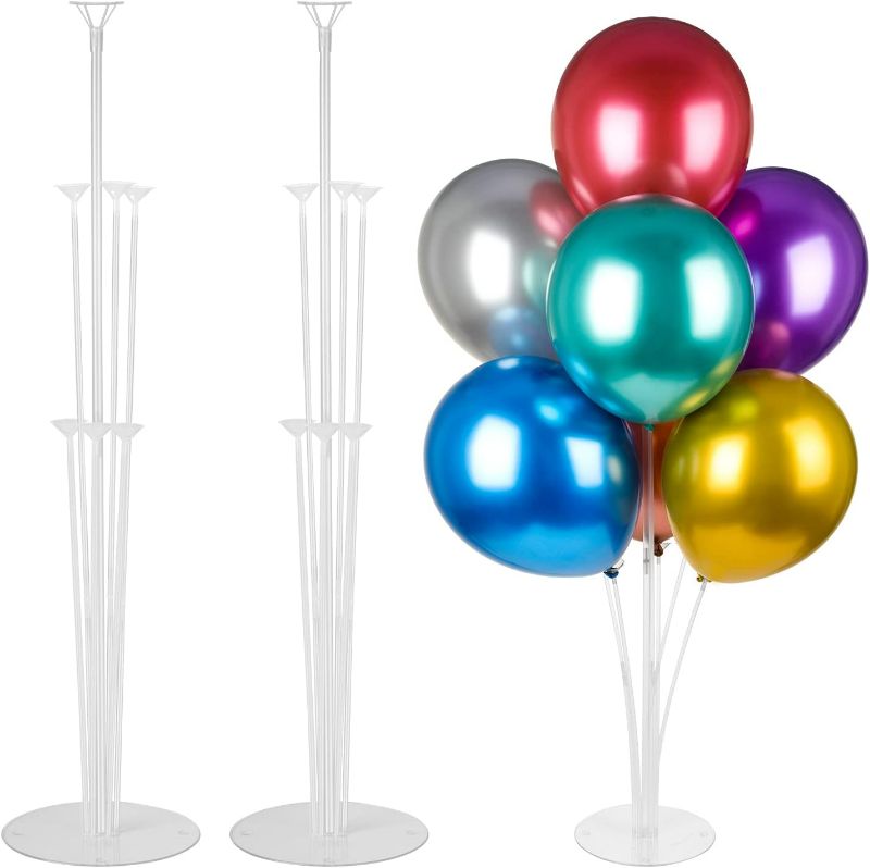 Photo 1 of 2 Sets Balloon Stand Kits, Balloon Sticks Holder with Base for Table Graduation Birthday Baby Shower Gender Reveal Party Decorations