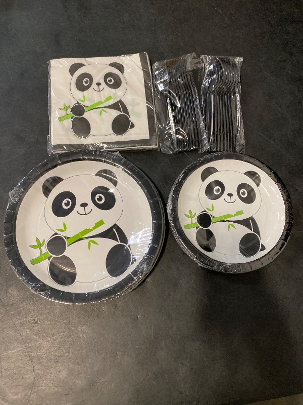 Photo 1 of 30 pcs Boao Panda Party Supplies,Panda party Tableware Including Paper Cake Plates and Napkins for Birthdays Party Kids and Baby Shower