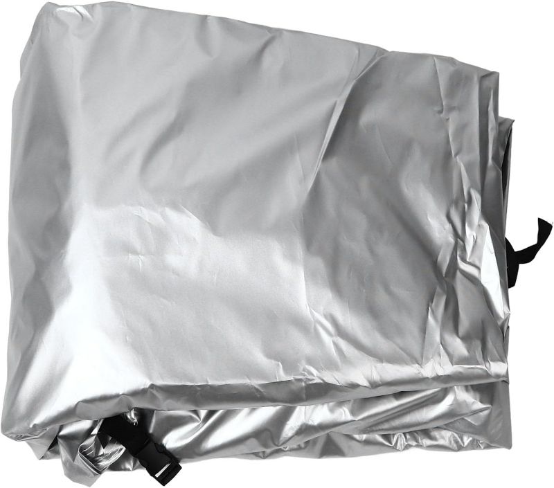 Photo 1 of Asixxsix Heavy Duty Car Cover, Rain Sun Protection Windproof Full Exter ior Cover with Reflective Strips for Truck SUV, Automobile Cover with Driver Door Zipper for Indoor Outdoor(Silver)