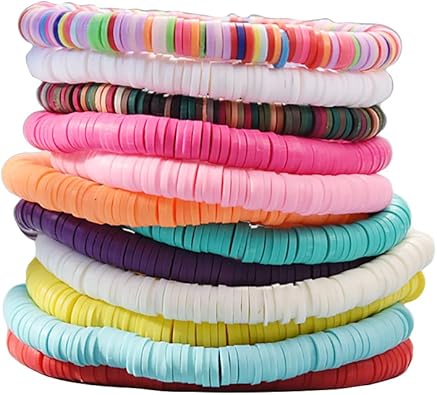 Photo 1 of 10pcs Friendship Bracelets Beaded Bracelets Heishi Bracelet Cute Bracelets Stack Vinyl Clay Disc Bead Surfer Stretch Summer Beach Bracelets For Women Preppy Bracelets