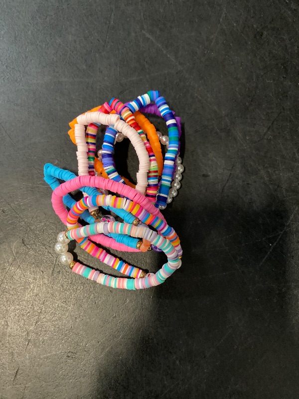 Photo 1 of 10pcs Friendship Bracelets Beaded Bracelets Heishi Bracelet Cute Bracelets Stack Vinyl Clay Disc Bead Surfer Stretch Summer Beach Bracelets For Women Preppy Bracelets