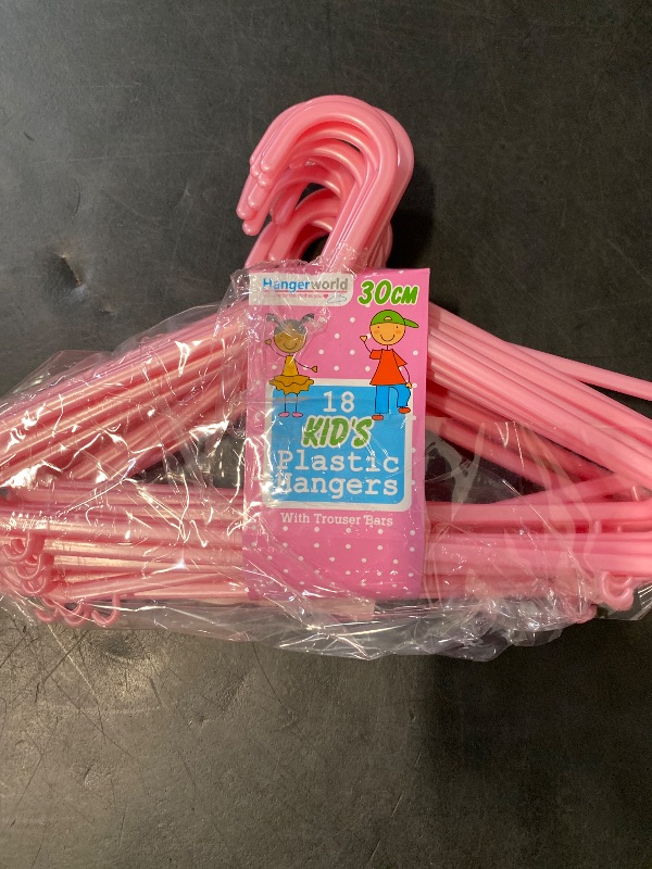 Photo 1 of HANGERWORLD 18 Pink 11.4inch Kids Baby Infant Toddler Plastic Pant Bar Garment Clothes Coat Hangers