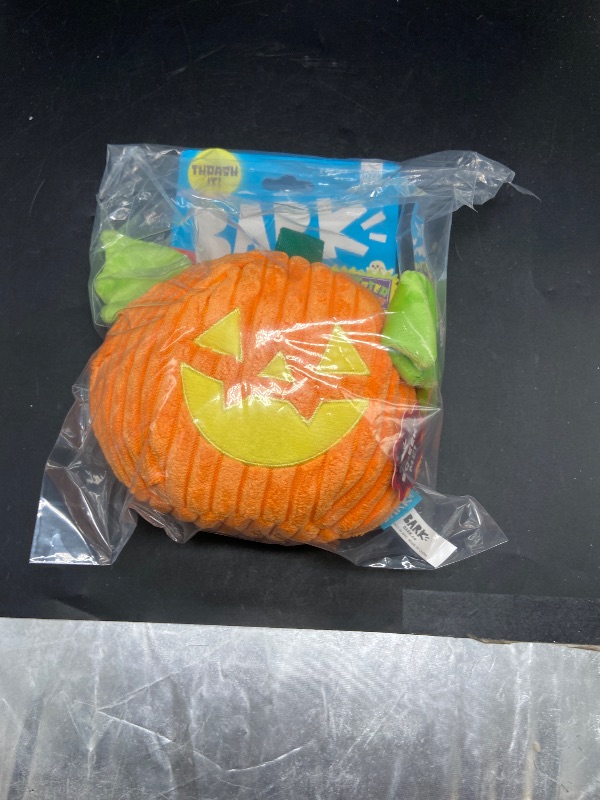 Photo 1 of BARK Halloween Pumpkin Flapper lantern Dog Plush Toy