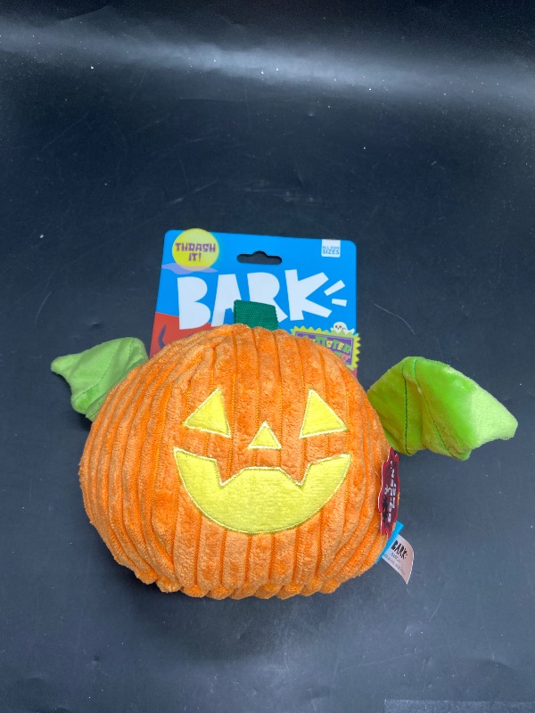 Photo 1 of BARK Halloween Pumpkin Flapper lantern Dog Plush Toy