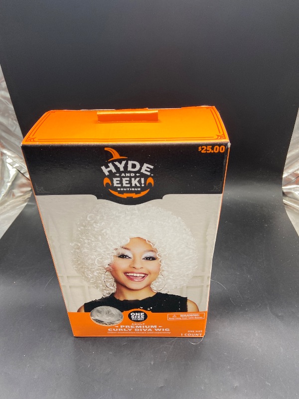Photo 1 of 1 size Adult Curly Diva White Halloween Costume Wig - Hyde & EEK! 