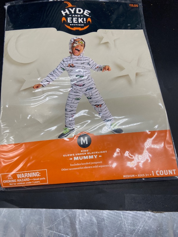 Photo 1 of (M) Kids' Blacklight Responsive Neon Eyes Mummy Halloween Costume Jumpsuit - Hyde & EEK! Boutique™