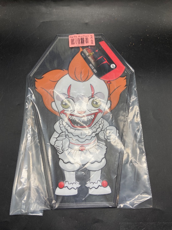 Photo 1 of IT Pennywise Tin Metal Sign Coffin Shape 14-Inch X 9-Inch Horror Movie Classic