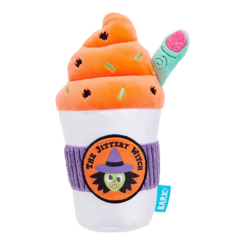 Photo 1 of BARK Halloween Witch's Brew Coffee Drink Dog Plush Toy
