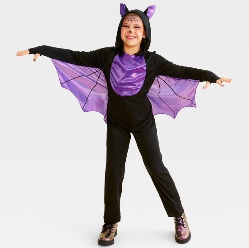 Photo 1 of (L) Kids Hyde and Eek MIDNIGHT BAT Halloween Costume Size Sm Lar Hooded Jumpsuit NWT