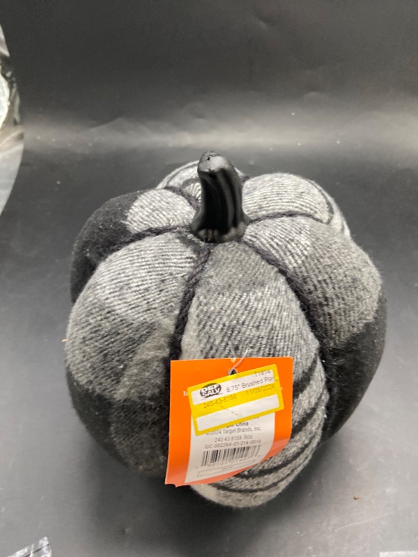 Photo 1 of 8.75 Brushed Plaid Knit Pumpkin Black Halloween Decorative Figurine - Hyde  EEK! Boutique: Modern Style, Indoor Use