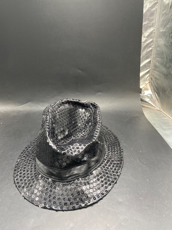 Photo 1 of Sequin Party Hat Unisex Western Fedora Hat Sparkling Disco Dance Cap Glitter Jazz Hip-Hop Cowboy Cap
