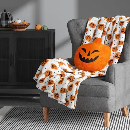 Photo 1 of Hyde & Eek! Boutique Pumpkin Shaped Halloween Faux Shearling Pillow