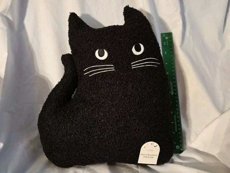 Photo 1 of 15" T Black Cat Plush Toss Pillow 2024 Halloween Always First