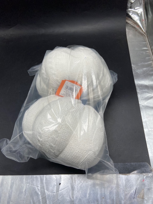 Photo 1 of 2 item bundle 5.75 Knit Cable Pumpkin White Halloween Decorative Figurine - Hyde  EEK! Boutique