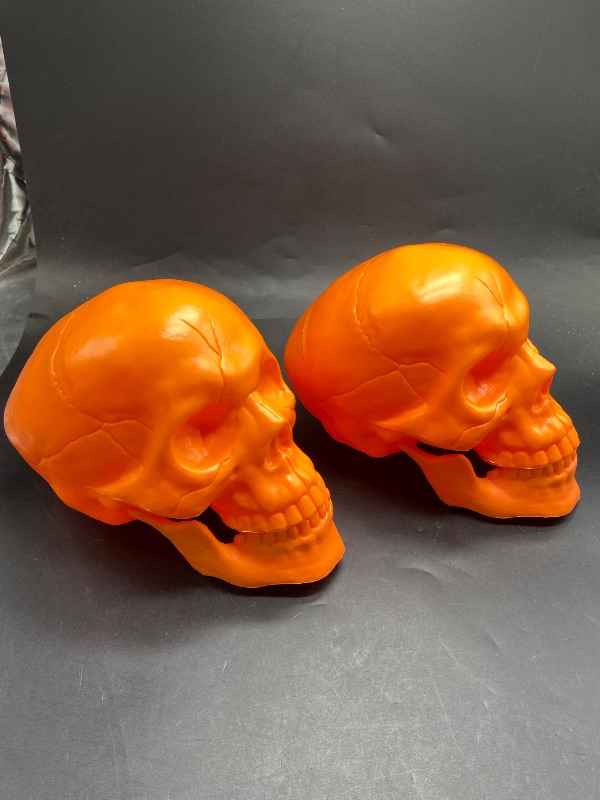 Photo 1 of Set of 2 Hyde and eek Orange skulls Halloween accessories
