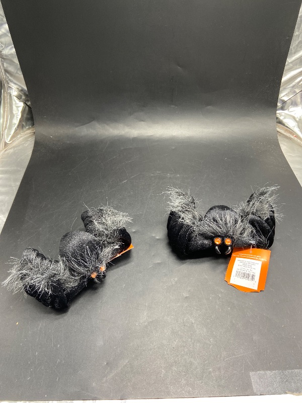 Photo 1 of Set of 2 Plush Spider Black Halloween Decorative Prop - Hyde  EEK! Boutique