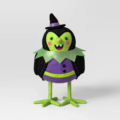Photo 1 of 2 Pack Featherly Friends 'Spellma' Felt Witch Bird Halloween Decorative Figurine