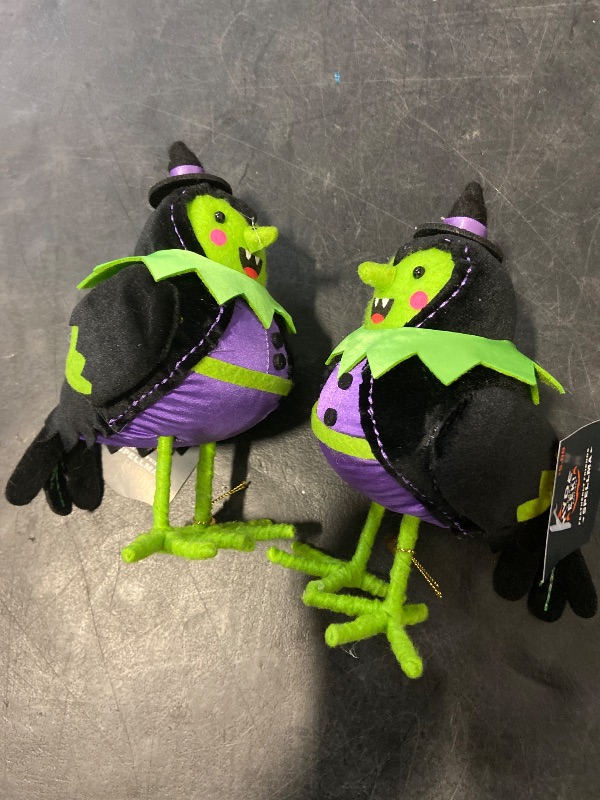 Photo 1 of 2 Pack Featherly Friends 'Spellma' Felt Witch Bird Halloween Decorative Figurine