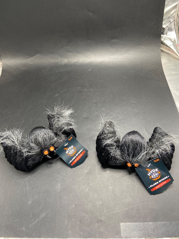 Photo 1 of pack of 2 Plush Spider Black Halloween Decorative Prop - Hyde  EEK! Boutique