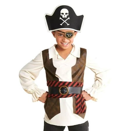 Photo 1 of One Size-Hyde & Eek Boys Pirate Halloween Costume Accessory Kit Shirt Eye Patch Hat