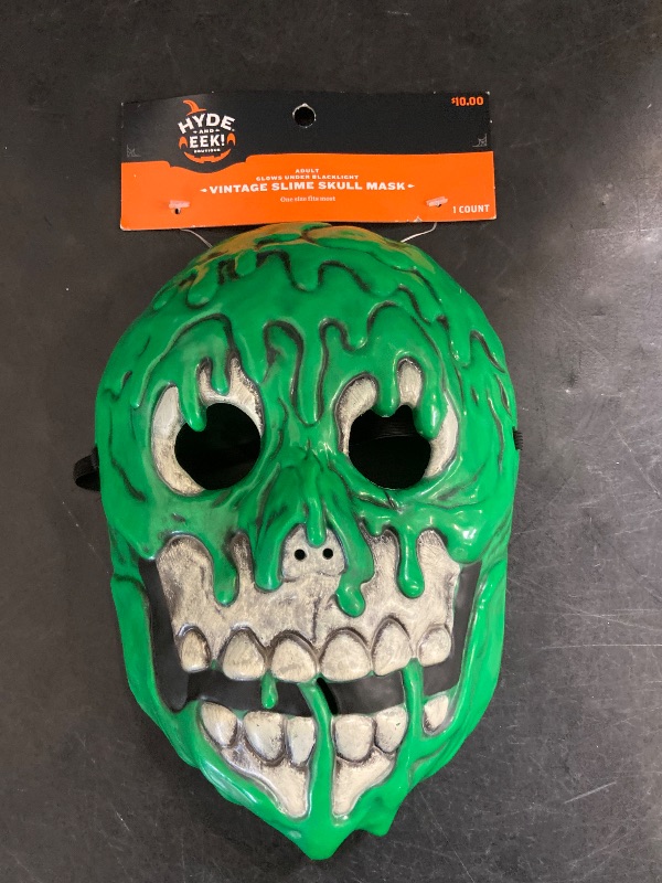 Photo 1 of Hyde &Eek black light responsive vintage Fluorescent Slime Skull Halloween Mask
