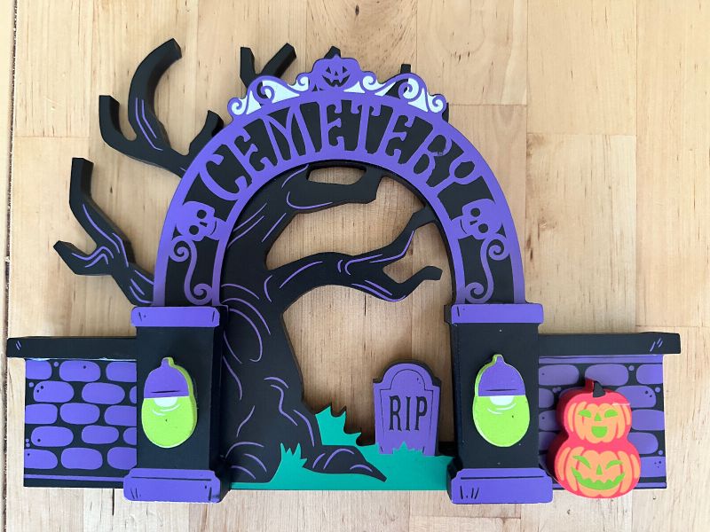 Photo 1 of Hyde and Eek Neon Wood Halloween Mini Mantle Decor CEMETERY GATE
