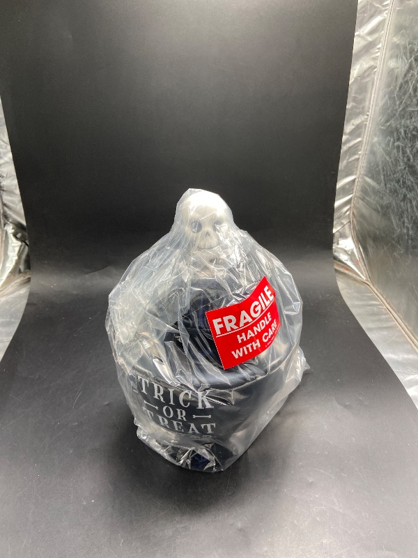 Photo 1 of Hyde and Eek! Cookie  Jar Urn - Skull ?Black Trick or Trick Halloween 