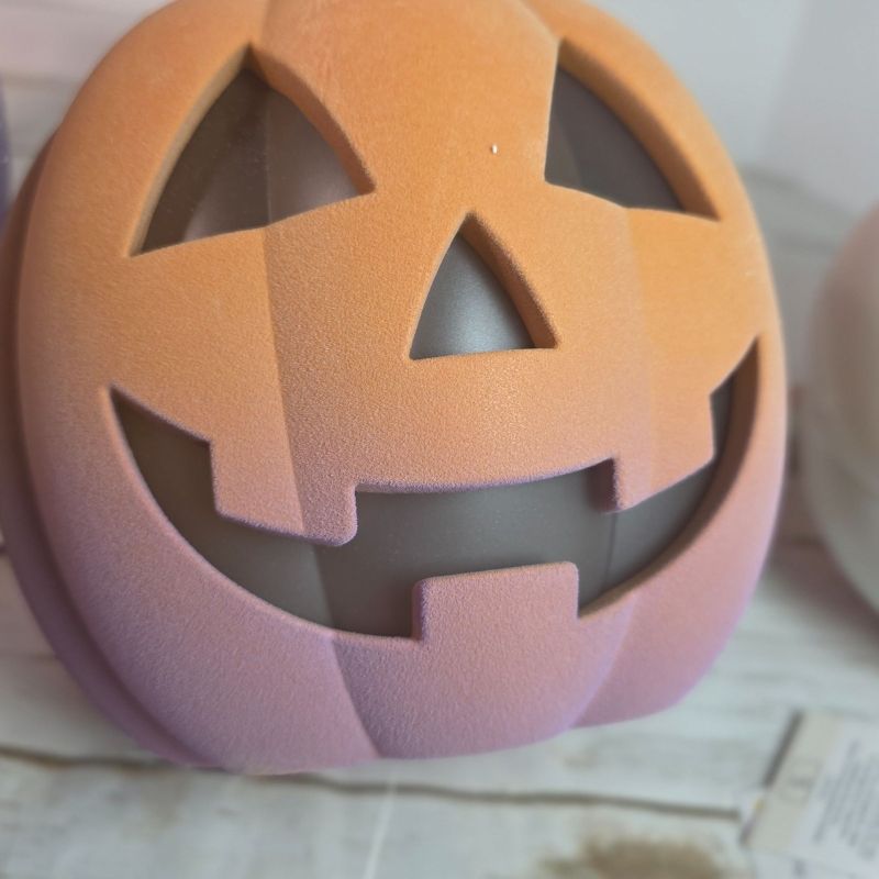 Photo 1 of Light-up Halloween Pumpkin Trio with Glitter & Ombre Design Purple Orange & White