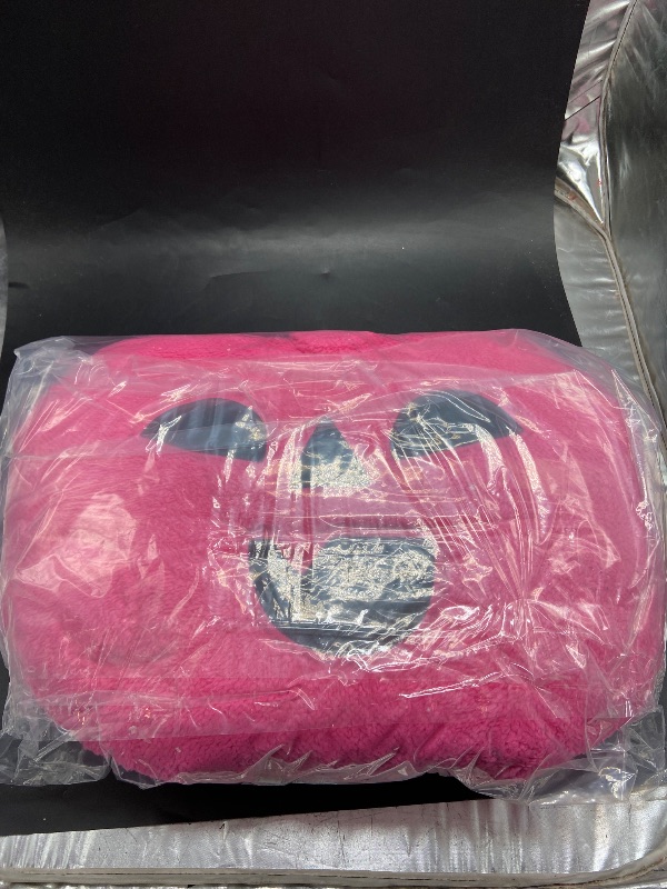 Photo 1 of Pumpkin Shaped Faux Shearling Halloween Throw Pillow Pink - Hyde and EEK! Boutique™: Indoor Oval Cushion, Recycled Polyester Fill