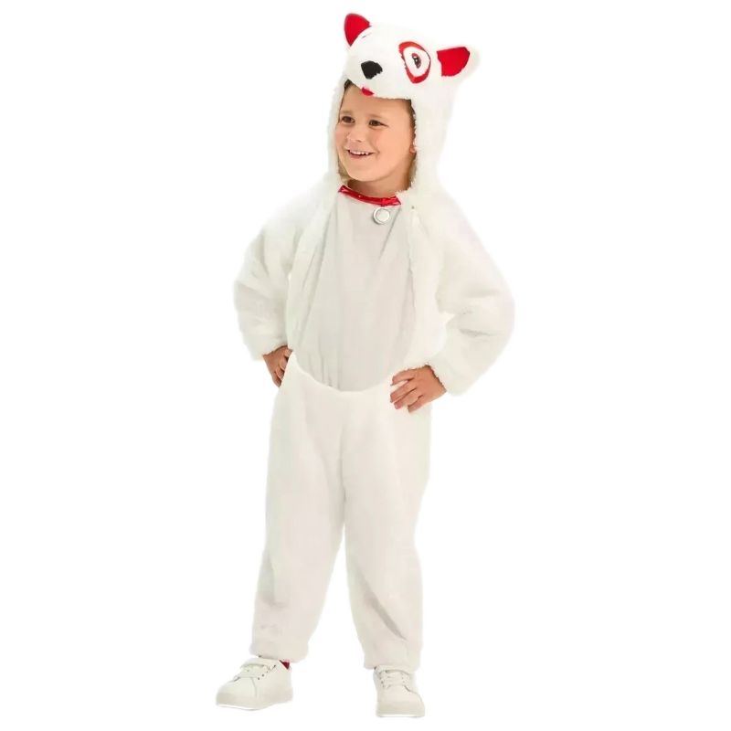 Photo 1 of Toddler Boys Girls Plush Bullseye Puppy Hooded Jumpsuit Halloween Costume