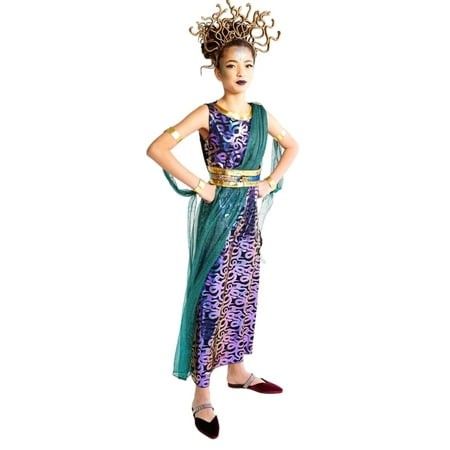 Photo 1 of Size 6-7 yrs Hyde & Eek Girls Medusa Dress & Snake Crown Halloween Costume