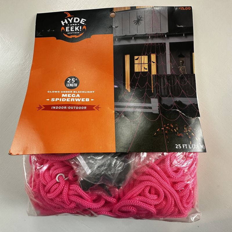 Photo 1 of Hyde & Eek Boutique 25’ FT Mega Spiderweb Pink Glows Indoor Outdoor Halloween