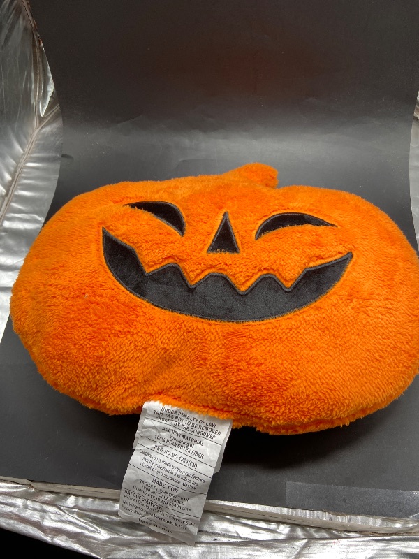 Photo 1 of Pumpkin Shaped Halloween Faux Shearling Pillow Orange - Hyde and EEK! Boutique