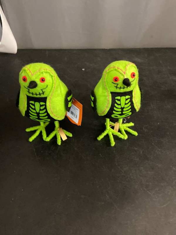 Photo 1 of Set of 2 - Featherly Friends 'X-Ray' Felt Bird Halloween Decorative Figurine - Hyde & EEK! Boutique