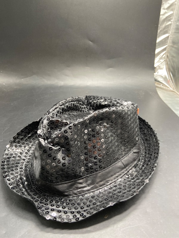 Photo 1 of Adult Black Sequin Halloween Fedora - Hyde & EEK!