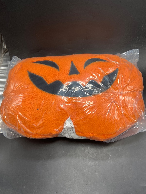 Photo 1 of Hyde & Eek Hyde & EEK! Orange Oval Pumpkin Faux Shearling Halloween Pillow New