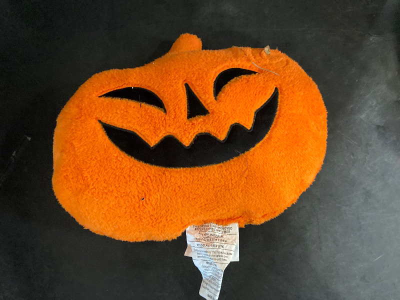 Photo 1 of Hyde & Eek Hyde & EEK! Orange Oval Pumpkin Faux Shearling Halloween Pillow New