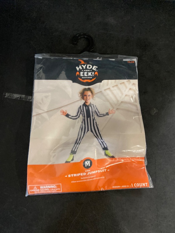 Photo 1 of Size M  - Hyde & Eek Girls Black & White Striped Jumpsuit Halloween Costume
