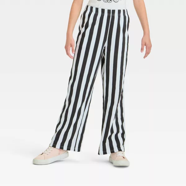 Photo 1 of White XL-Girls' Beetlejuice Striped Jogger Pants