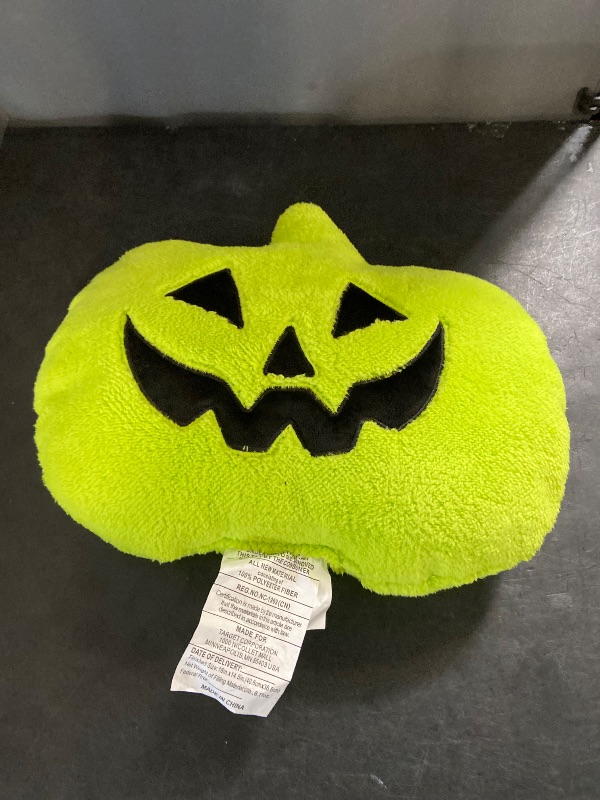 Photo 1 of Hyde and eek -Pumpkin Shaped Halloween Faux Shearling Pillow Green 