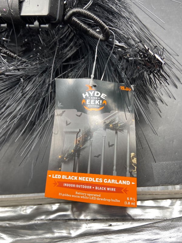 Photo 1 of 25 Light LED Black Faux Needles Garland Halloween String Lights - Hyde  EEK! Boutique
