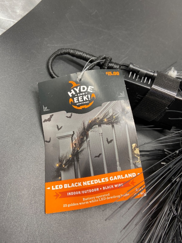 Photo 1 of 25 Light LED Black Faux Needles Garland Halloween String Lights - Hyde  EEK! Boutique