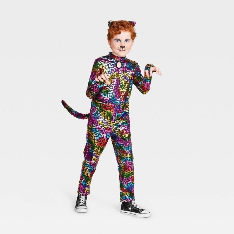 Photo 1 of SIze S -Kids Wild Cat Rainbow Foil Leopard Halloween Costume Jumpsuit 
