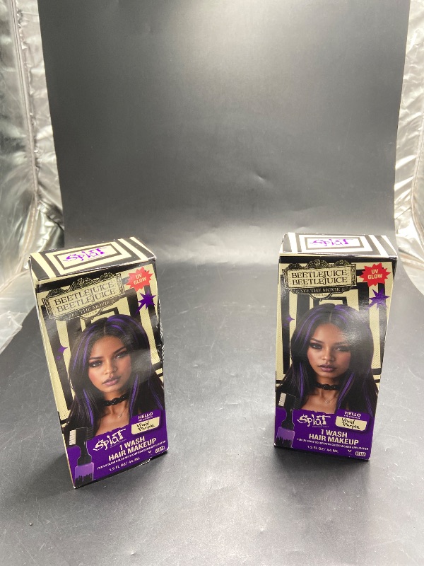 Photo 1 of Pack of 2 - Beetlejuice Beetlejuice Splat 1-Wash Temporary Hair Dye, Vivid Purple